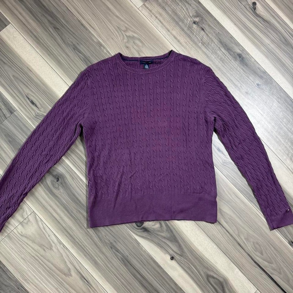 Tommy Hilfiger purple cable knit sweater in size XL